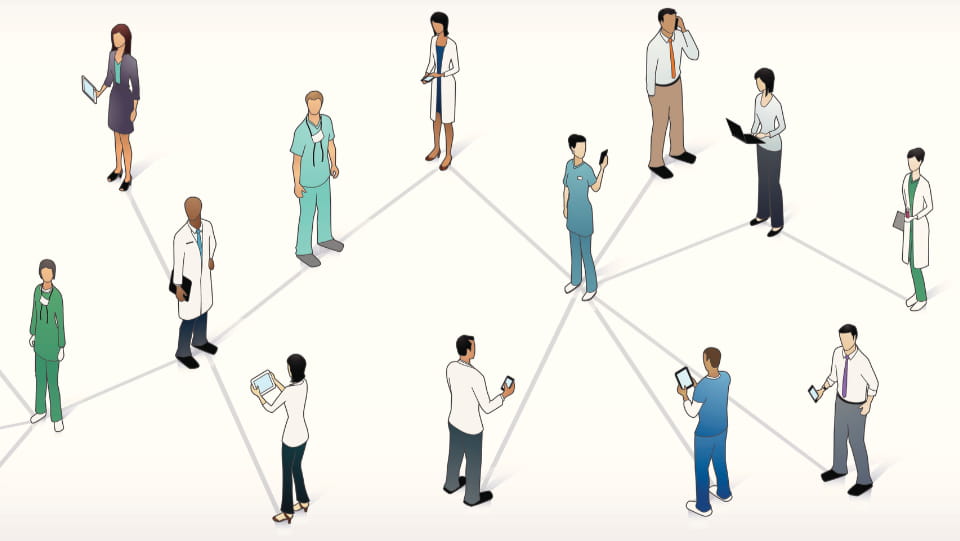 ilustracion de conexion entre doctores y pacientes