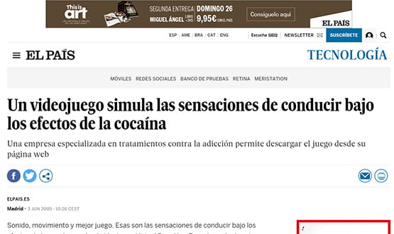 elpais05 - Artículos de prensa sobre Tavad y la adicción a las drogas en Internet