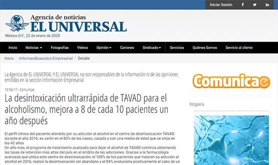 eluniversal17 - Artículos de prensa sobre Tavad y la adicción a las drogas en Internet