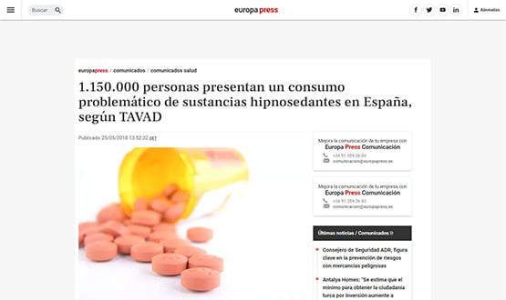 europapress18 - Artículos de prensa sobre Tavad y la adicción a las drogas en Internet